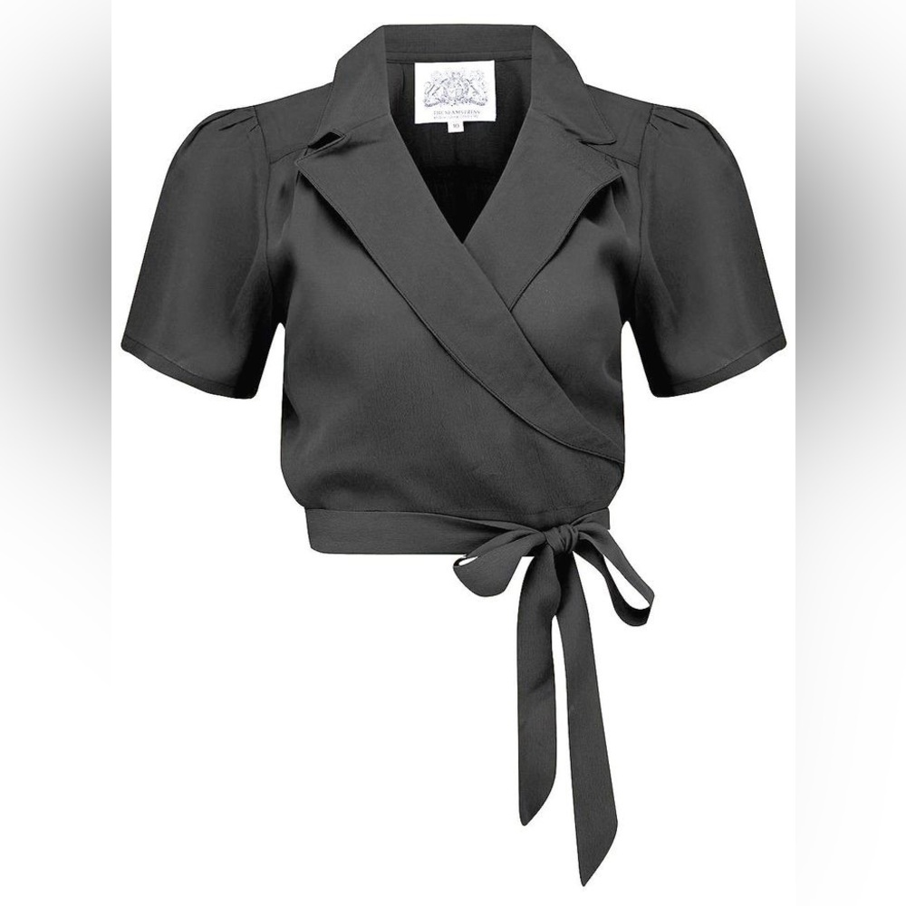 Chic Black Wrap Blouse